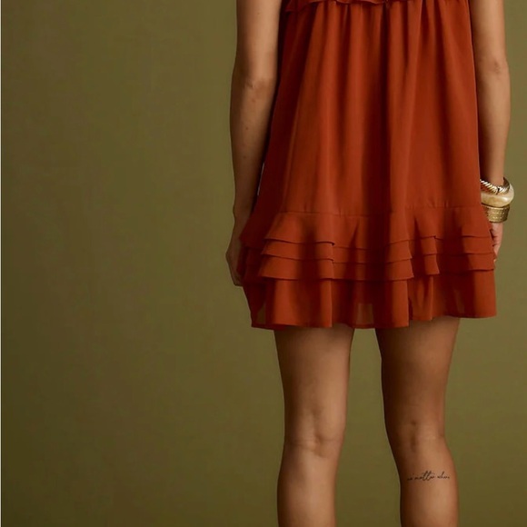 12th Tribe Rust Ruffle Mini Dress - Picture 7 of 11